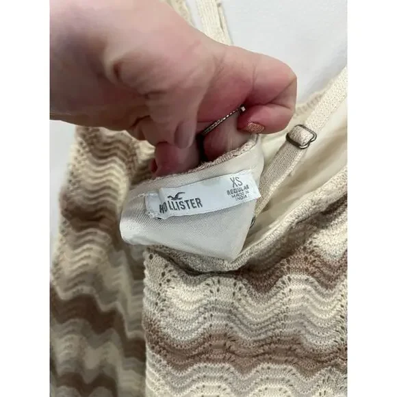 Hollister Crochet Knit Neutral Chevron Boho Festival Midi Dress Size XS - Picture 11 of 11